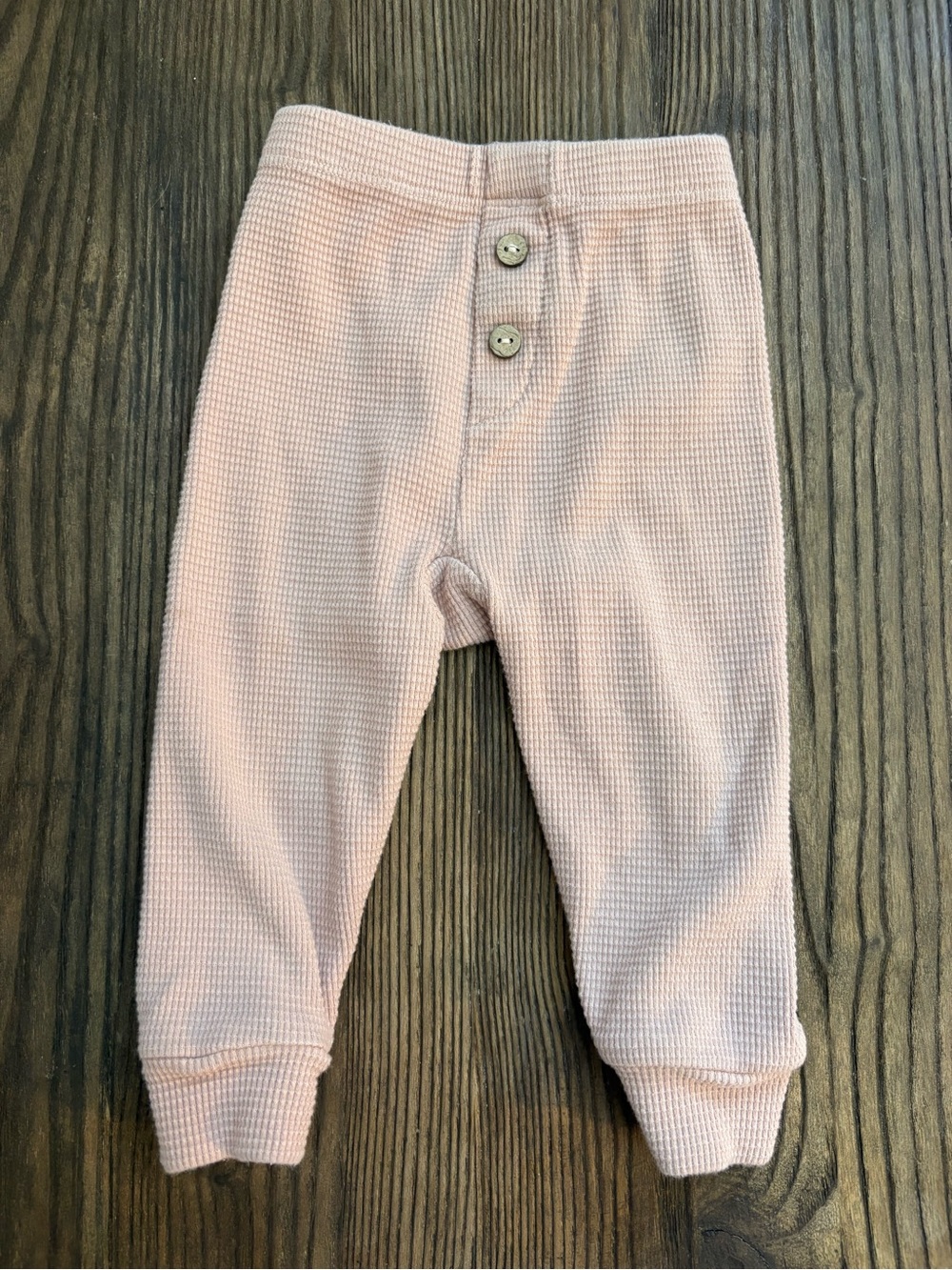 Quincy Mae Dusty Rose Pink Waffle Knit Joggers Baby Girl 6-12 months